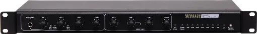 This 4 Channel Stereo Mixer has been designed to meet the growing demands of PA systems utilising high power stereo amplifiers, it features 2 balanced microphone and 2 auxiliary inputs. Perfect for aerobics use, bars, bistros, sporting clubs. 