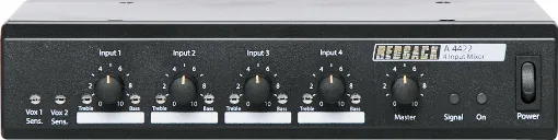 The Redback&reg A 4422 4 channel mixer has been designed to meet the requirements of professional public address installations. It is ideally suited for use in shopping centres, gymnasiums, places of worship, court rooms etc.