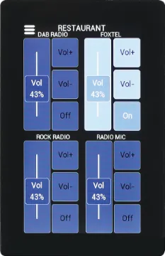 4.3" Zone Touch Wallplate For Source Controllers - Black This 4.3" touchscreen control wall plate allows for remote source selection and level control in Redback source control systems (currently compatible with A4450, A4460 and A4650 systems).