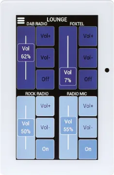 4.3" Zone Touch Wallplate For Source Controllers - White This 4.3" touchscreen control wall plate allows for remote source selection and level control in Redback source control systems (currently compatible with A4450, A4460 and A4650 systems).