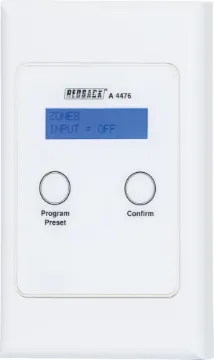 Preset Selection Wallplate suits A4480B The A4476 wallplate is used to provide local access to presets programmed into the A4480B.
