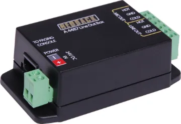 Line Out Box To suit A4660 Redback Paging Console Provides a microphone or line level output which can be connected directly to the input of an amplifier. Connection between the A 4660 paging console and this unit is via a Cat5e cable which carries power and the balanced audio output from the microphone.