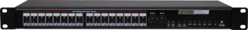 16 Zone Paging System Switch Box This unit is a very versatile cost effective public address/background music control system which provides audio to up to 16 zones. Backgound music which can be selected to play through any zone is muted when general paging occurs or when an evacuation input overrides the system.