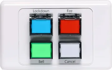 Lockdown/Chime/Fire/Cancel Remote Wall Plate Redback WallPlate allows the A 4505 Lockdown Timer to be controlled remotely. Featuring Lockdown, Fire, Chime and Cancel buttons, the plate can be located up to 100m away from the main unit.