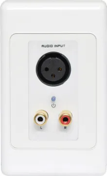 3 Pin XLR & Stereo RCA Input UTP Balun Wallplate This 3 pin XLR Line/Balanced and Stereo RCA input wallplate can be used in a stand-alone point to point basis, allowing balanced signals to be sent over long distances (up to 600m depending on cable used and configuration of plates).