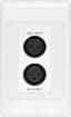 This Dual 3 pin XLR Line/Balanced input wallplate can be used in a stand-alone point to point basis, allowing balanced signals to be sent over long distances (up to 600m depending on cable used and configuration of plates). 