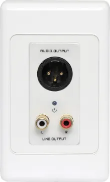 3 Pin XLR Balanced & Stereo RCA Output UTP Balun Wallplate This 3 pin XLR Balanced and Stereo RCA output wallplate can be used in a stand-alone point to point basis, allowing balanced signals to be sent over long distances (up to 600m depending on cable used and configuration of plates).