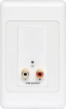 Stereo RCA Jack Output UTP Balun Wallplate This Stereo RCA Jack output wallplate can be used in a stand-alone point to point basis, allowing balanced signals to be sent over long distances (up to 600m depending on cable used and configuration of plates).