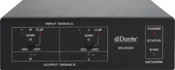 Dante Input/Output Converter Interface Box Interfaces 1 input and 1 output CSP UTP wallplates with Dante® systems.