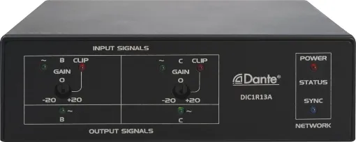 Interfaces 1 input and 1 output CSP UTP wallplates with Dante&reg systems.