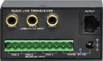 Active Three Pair Audio Signal Distribution Transmitter This audio distribution system uses affordable UTP cabling to send up to three balanced inputs (terminal block) or mono RCA signals over long distances.
