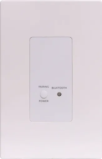 This system provides a remote Bluetooth wallplate allowing you to stream audio wirelessly from your devices in one room whilst your audio equipment/amplifier is located in another.