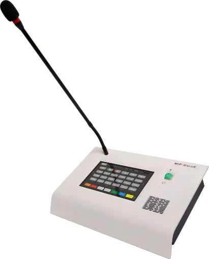 This paging controller is the heart of the system where all commands are initiated. It provides zone PA selection, multi-zone recall, background music (BGM) selection and do not disturb settings.