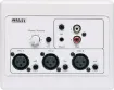 These local zone input wallplates allow for multiple mic/line inputs to be sent over UTP cabling back to a single receiver for connection to a zone amplifier.
