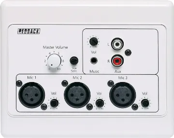 3 Input XLR Mic/Line Pre-Amplifier Wallplate These local zone input wallplates allow for multiple mic/line inputs to be sent over UTP cabling back to a single receiver for connection to a zone amplifier.