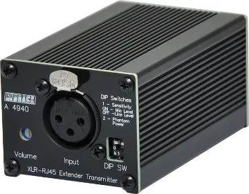 3 Pin XLR Cat5 Extender (Transmitter) Allows balanced signals to be transmitted over long distances using economical UTP data cabling.
