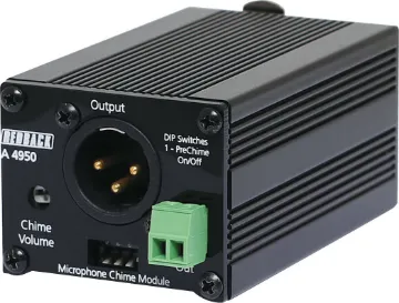 Paging Microphone Chime Module By adding this module inline with a paging microphone pre and post announcement chimes can be added to the audio signal.