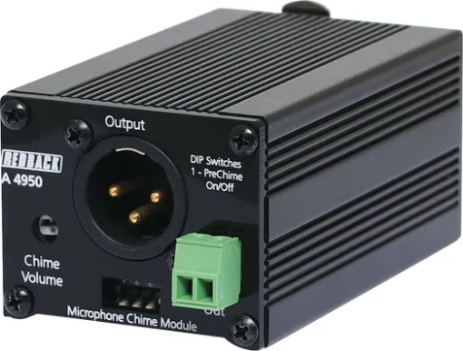 By adding this module inline with a paging microphone pre and post announcement chimes can be added to the audio signal. 