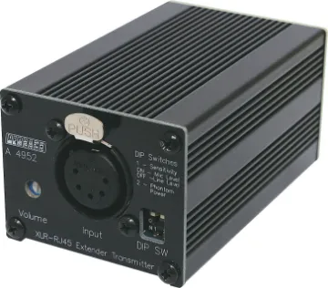 5 Pin XLR Cat5 Extender (Transmitter) This handy interface box allows balanced signals to be transmitted over long distances using economical UTP data cabling, and provides easy local zone connection for audio sources.