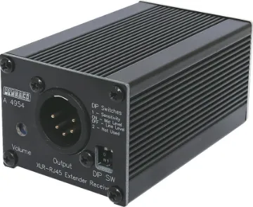 5 Pin XLR Cat5 Extender (Receiver) The Redback® A 4954 receives audio from compatible Redback® Cat5e/6 transmitters and converts the signal to a balanced XLR output with PTT connection.