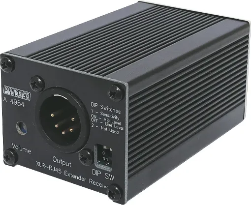 The Redback® A 4954 receives audio from compatible Redback® Cat5e/6 transmitters and converts the signal to a balanced XLR output with PTT connection.