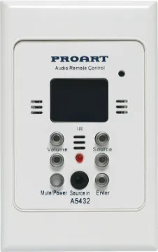 4 Input to 4 Output Matrix Mixer Controller Wallplate Installed in each zone, this optional wallplate enables selection of input source, volume setting and mute function. A local 3.5mm jack input is provided for connection to iPod or similar. This input automatically mutes signals from the A 5430 unit. Each