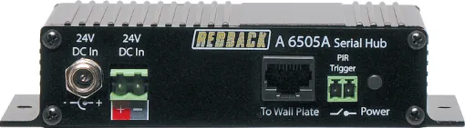 Designed to be used in conjunction with the A 6500A programmable touchscreen wallplate, this control hub enables the control of a variety of devices. Connection to the A 6500A wallplate is via Cat5/6 cable up to 50m away. Now with PIR trigger input.