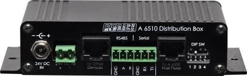 Designed to be used in conjunction with Redback Touch programmable touchscreen wallplates, as a standalone system or as an expansion hub for the A 6505A, this control hub consists of 12 relays with isolated sets of voltage free contacts that close on operation.
