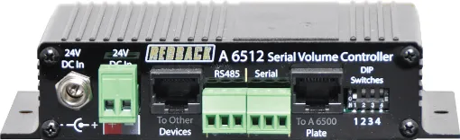 These compact modules are designed to remotely alter the volume of any low level signal source feeding any amplifier or mixer remotely, via RS 232 or RS 485 serial control. They will interface with the Redback A 6500 wallplate or any other 3rd party control system. Requires 24V DC power supply. Includes one input with remote volume adjustment via s