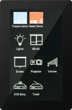 Programmable Universal 4.3" Touchscreen Wallplate - Black This universal touchscreen wallplate is the perfect control system for commercial and domestic automation. Its stylish low profile design lends itself to installation in new modern homes, classrooms, lecture theatres or corporate boardrooms.
