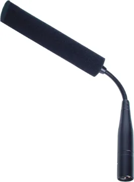 Electret Shotgun Microphone This shotgun mic is designed to plug directly into a desk mount XLR socket. The line + gradient pattern provides an extremely tight unidirectional pickup and high rejection of back & side signals. It features a section of flexible gooseneck for angle adju