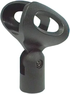 Large Wireless Microphone Holder Designed to suit large radio mics. Uses standard 5/8" thread to enable direct fitting to most mic stands and goosenecks. Features flexible plastic to allow the accommodation of a variety of microphone sizes.