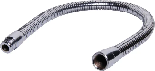 Microphone gooseneck incorporating 5/8&quot thread male to female. Matching bench mount bases C 0420/21. 450mm Chrome.