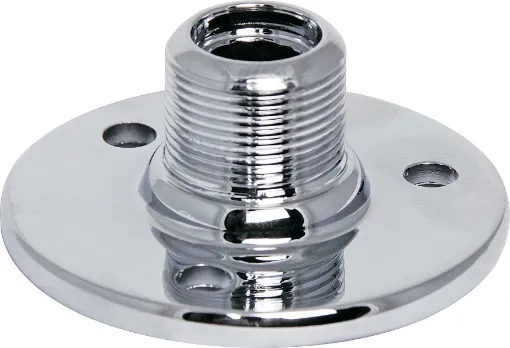 Has a 5/8&quot male thread one end and 5/8&quot female thread other end. Screws included. Chrome base