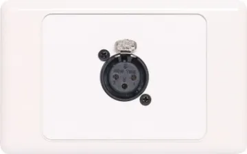 3 pin XLR Horizontal Microphone Wallplate 3pin XLR microphone connector mounted horizontally on a dual face wall plate. "One-Shot" version with screw terminal connections for quick and easy connection on site.