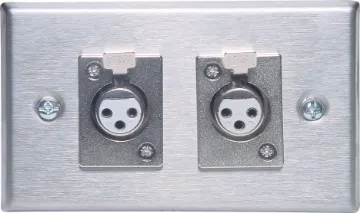 3 pin XLR Dual Horizontal Steel Microphone Wallplate 3 Pin Horizontal Mount Stainless Steel Plates with 2 x XLR skts
