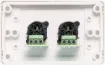 Dual 3pin XLR microphone connectors mounted horizontally on a dual face wall plate. &quotOne-Shot&quot version with screw terminal connections for quick and easy connection on site.