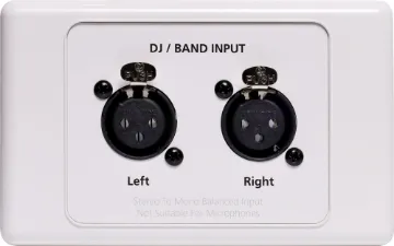 Dual 3 Pin XLR DJ/Band Microphone Wallplate  This dual 3 pin XLR wallplate has been desinged for DJ/band inputs at function centres and venues.