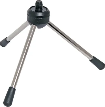 Microphone Mini Tripod Stand Mic stand has fold in legs and stands 86mm high when extended. With standard 5/8" thread.
