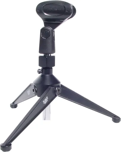 Robust mic stand with fold-up legs and adjustable centre stem. With standard 5/8&quot thread and mic holder.
Height adjustable from 95mm to 150mm.