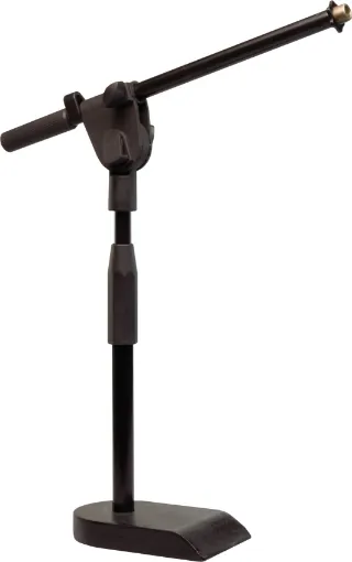 Telescopes both vertically and horizontally. Swivel adjustment on horizontal arm. 5/8" thread adaptor supplied. Heavy cast base. Compatible with both 3/8" and 5/8" thread mounts