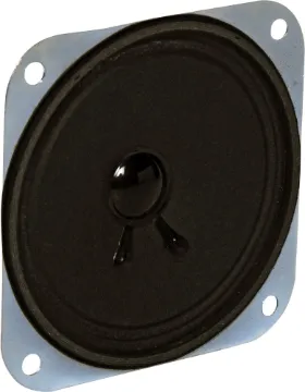 87mm 4W 4/8 Ohm Paper Cone Speaker 4 watt max. 4Ω and  8Ω taps. Great as a replacement car speaker. Diagonal mounting hole centres at 100mm. Overall Depth: 32mm.