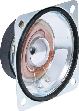 63mm 5W 8 Ohm Mylar Cone Speaker Features unique mylar cone for a degree of weather resistance. 
63mm 5W RMS. 8 Ohm. Diagonal mounting hole centres at 76mm
Overall Depth: 30mm