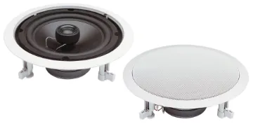 200mm 40W 2 Way Round Ceiling Speaker Pair High quality, high performance ceiling mount speakers. All feature excellent hi-fi reproduction and high power handling capability. The dome tweeter is 'eyeball' mounted, enabling the optimisation of lateral high frequency response. 
Designed to be ins