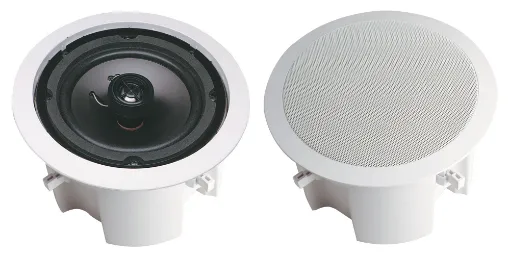 High quality, high performance ceiling mount speakers. All feature excellent hi-fi reproduction and high power handling capability. The dome tweeter is 'eyeball' mounted, enabling the optimisation of lateral high frequency response. This model includes a 
