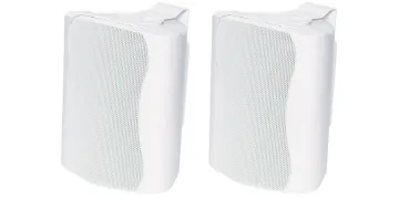 45W 8 Ohm White Wall Mount Speaker Pair These high power Redback Monitor Series music speakers feature exceptional sound quality for professional sound reinforcement. They offer a stylish contoured profile together with a quick mounting bracket that virtually disappears once mounted. Connectio