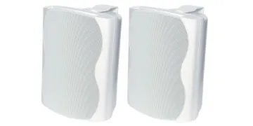 85W 8 Ohm Wall Mount White Speaker Pair These high power Redback Studio Series music speakers feature exceptional sound quality for professional sound reinforcement. They offer a stylish contoured profile together with a quick mounting bracket that virtually disappears once mounted. Connection
