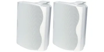 50W 8 Ohm White Wall Mount Speaker Pair These high power music speakers feature exceptional sound quality for professional sound reinforcement. They offer a stylish contoured profile together with a quick mounting bracket that virtually disappears once mounted. Connection is via the recessed in