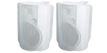 165mm 50W 2 Way White Active Speaker Pair Great for bars, lecture theatres, boardrooms, cafes, function areas, pubs, boutiques etc. System comprises of one active speaker with inbuilt stereo amplifier and one passive speaker which is powered from the active speaker.
