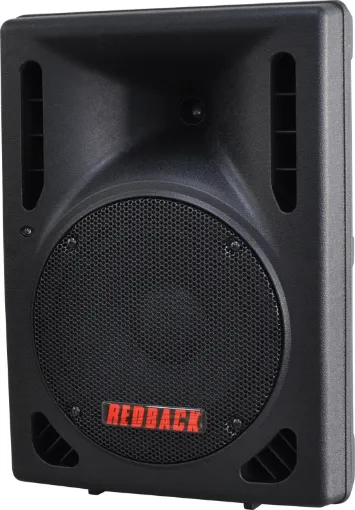This 200mm 8 Inch 2 Way Powered PA Speaker MP3/BT/FM/USB is housed in rugged wedge shaped nylon fibre and ABS moulded cabinet.